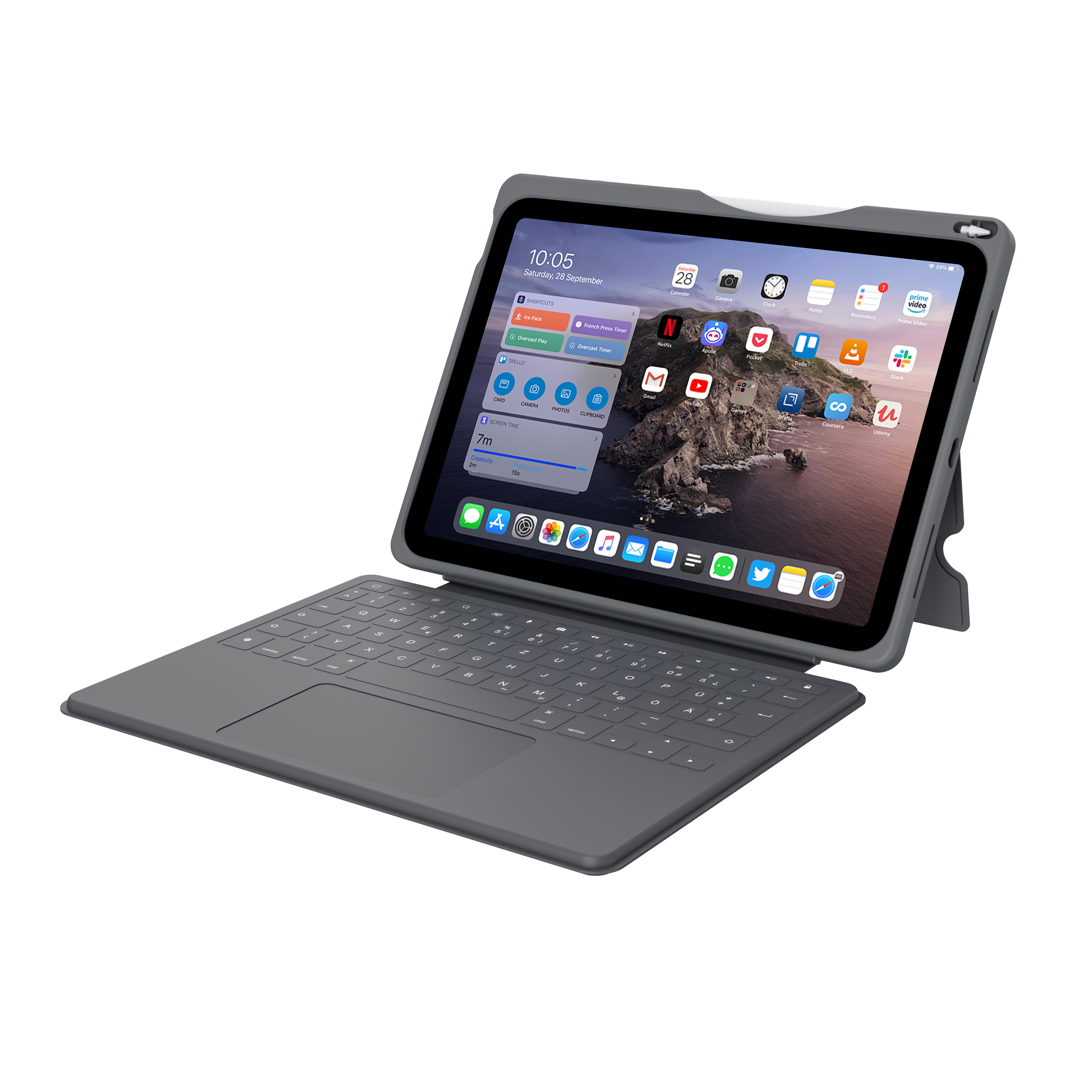 DEQSTER Smart Rugged Touch PLUS Keyboard for iPad 10.9" (10th Gen.), QWERTY Layout