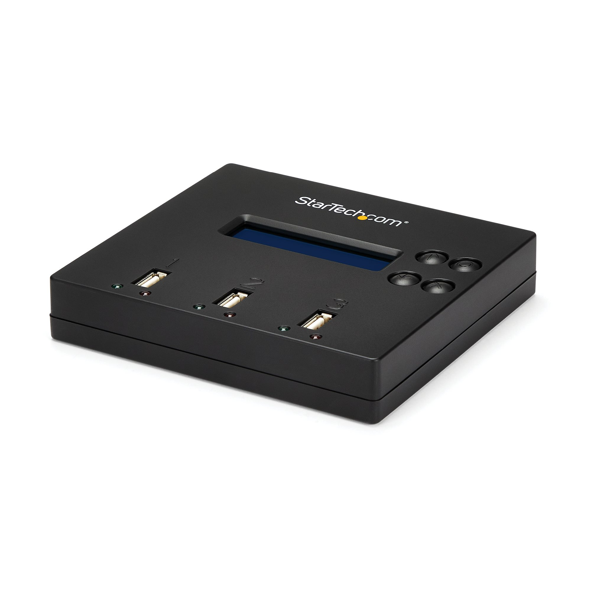 StarTech.com Standalone 1 to 2 USB Thumb Drive Duplicator and Eraser, Multiple USB Flash Drive Copier, System and File and Whole-Drive Copy at 1.5 GB/min, Single and 3-Pass Erase, LCD Display - TAA