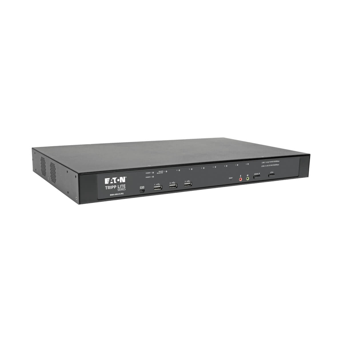 Tripp Lite B064-008-01-IPG 8-Port Cat5 KVM over IP Switch with Virtual Media - 1 Local & 1 Remote User, 1U Rack-Mount, TAA