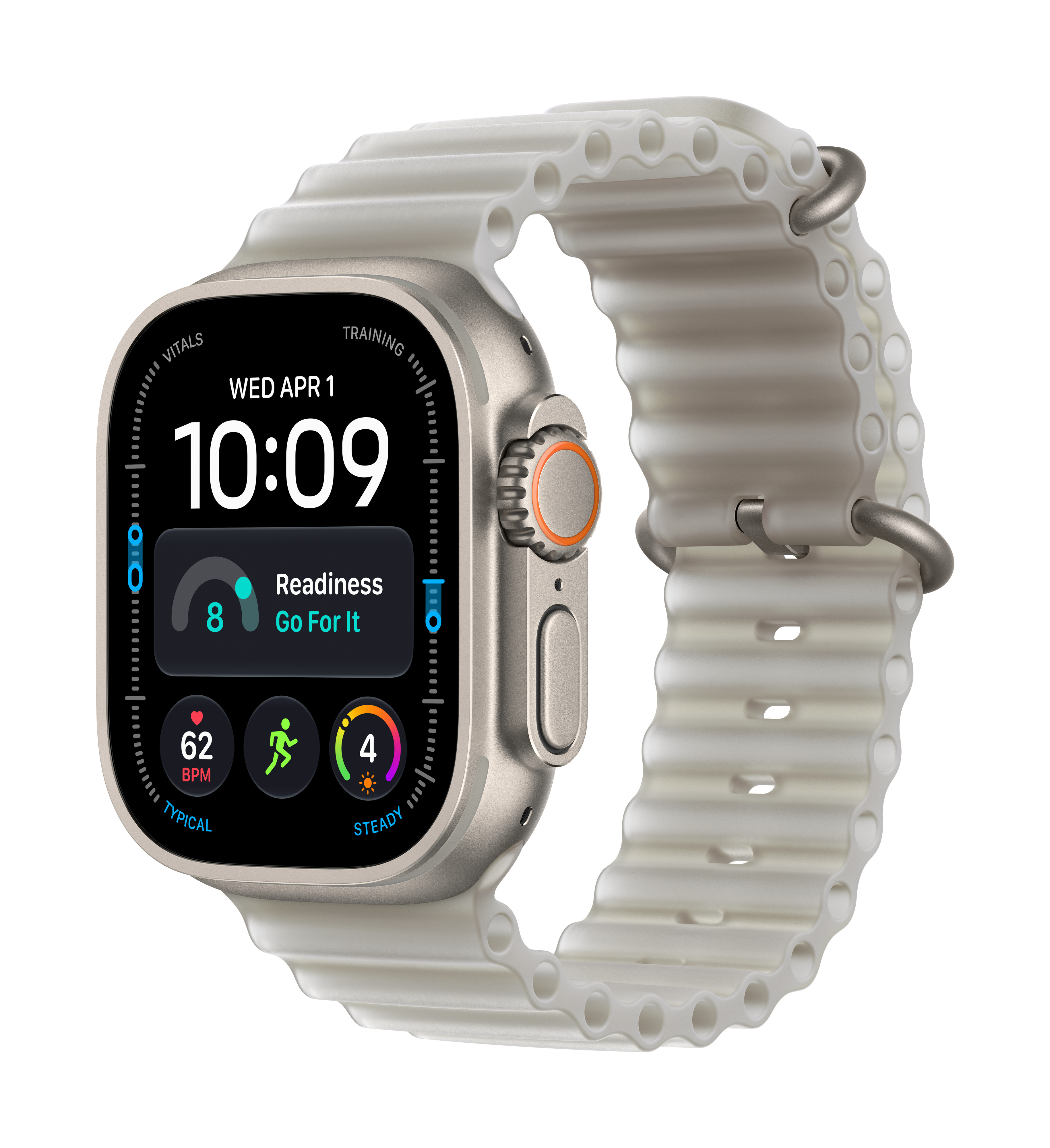 Apple Watch Ultra 4 GPS + Cellular 49mm Natural Titanium Case with Translucent Grey Ocean Band