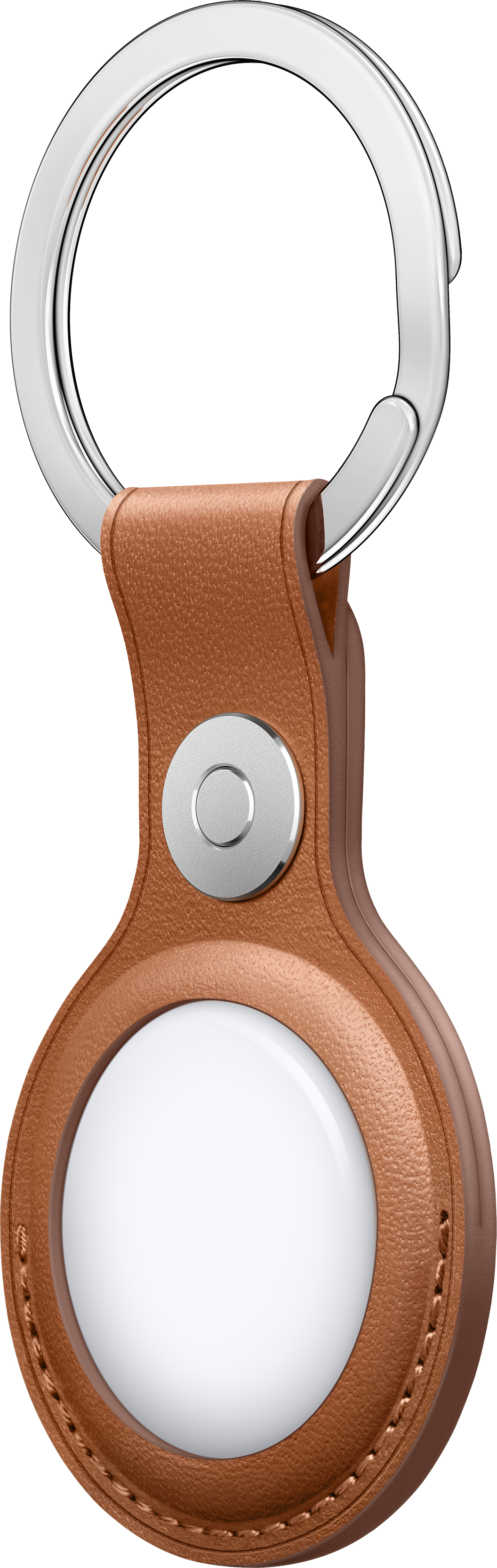 Apple AirTag Leather Key Ring - Saddle Brown