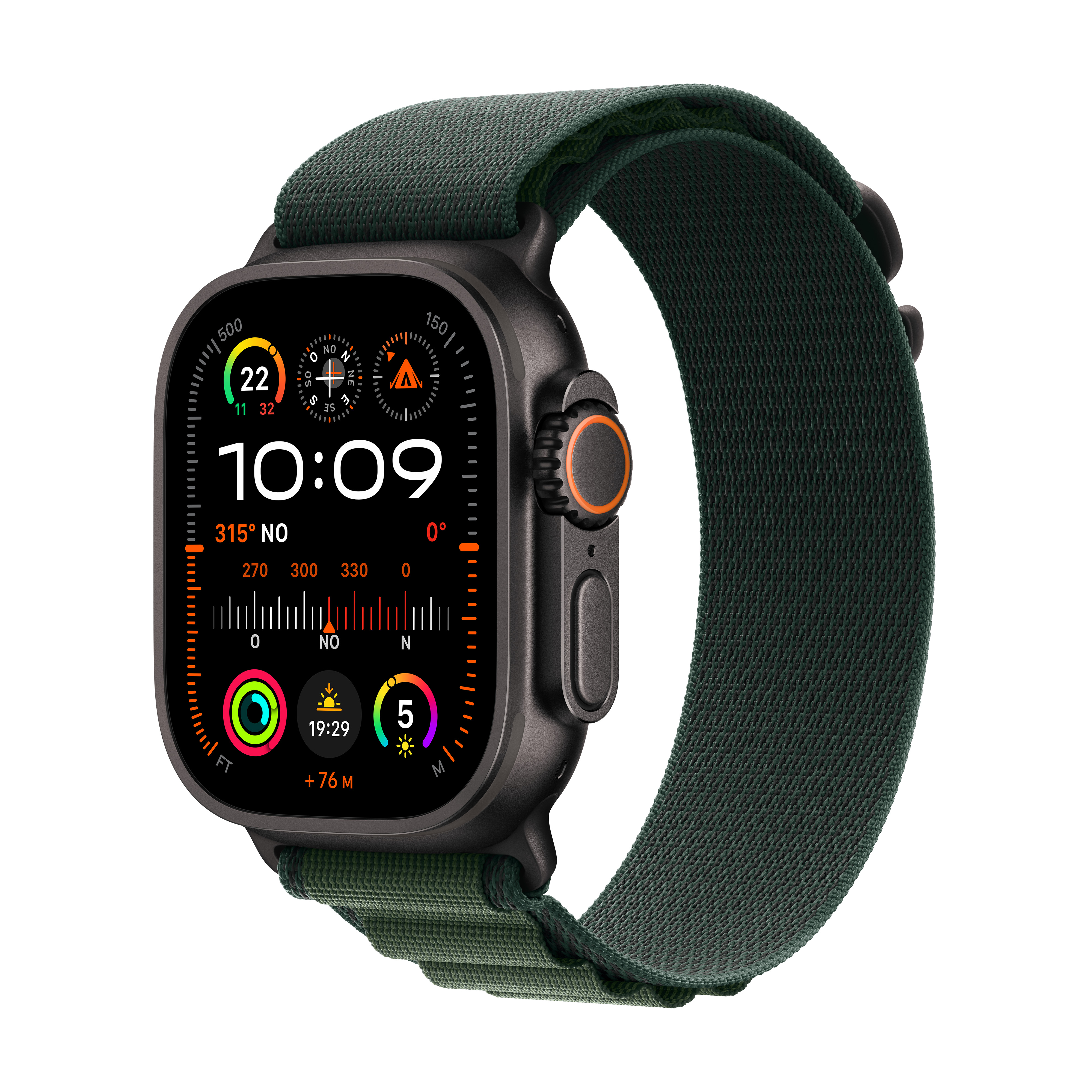 Apple Watch Ultra 2 GPS + Cellular 49mm Black Titanium Case with Dark Green Alpine Loop - Medium Demo