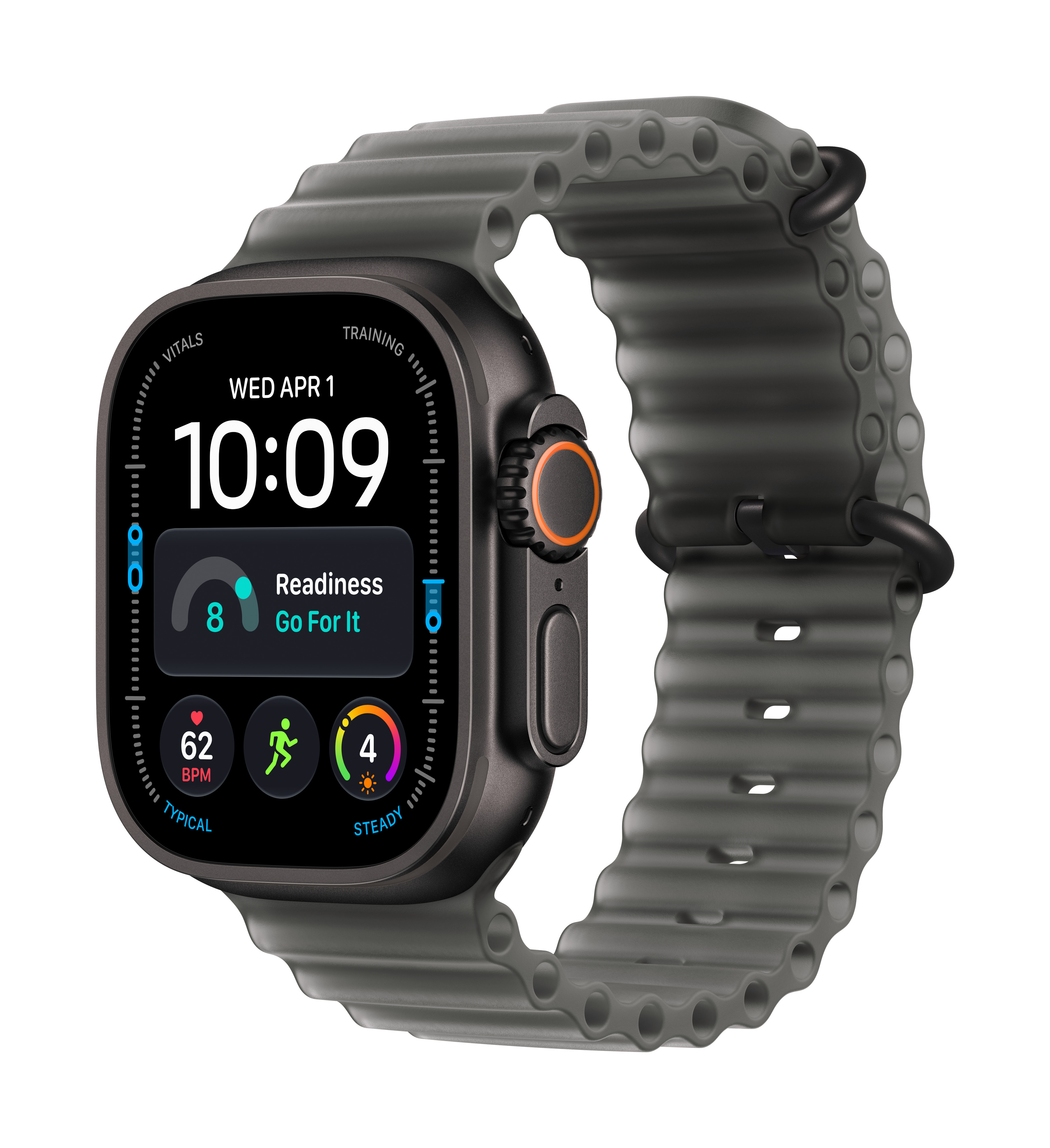 Apple Watch Ultra 4 GPS + Cellular 49mm Black Titanium Case with Translucent Black Ocean Band