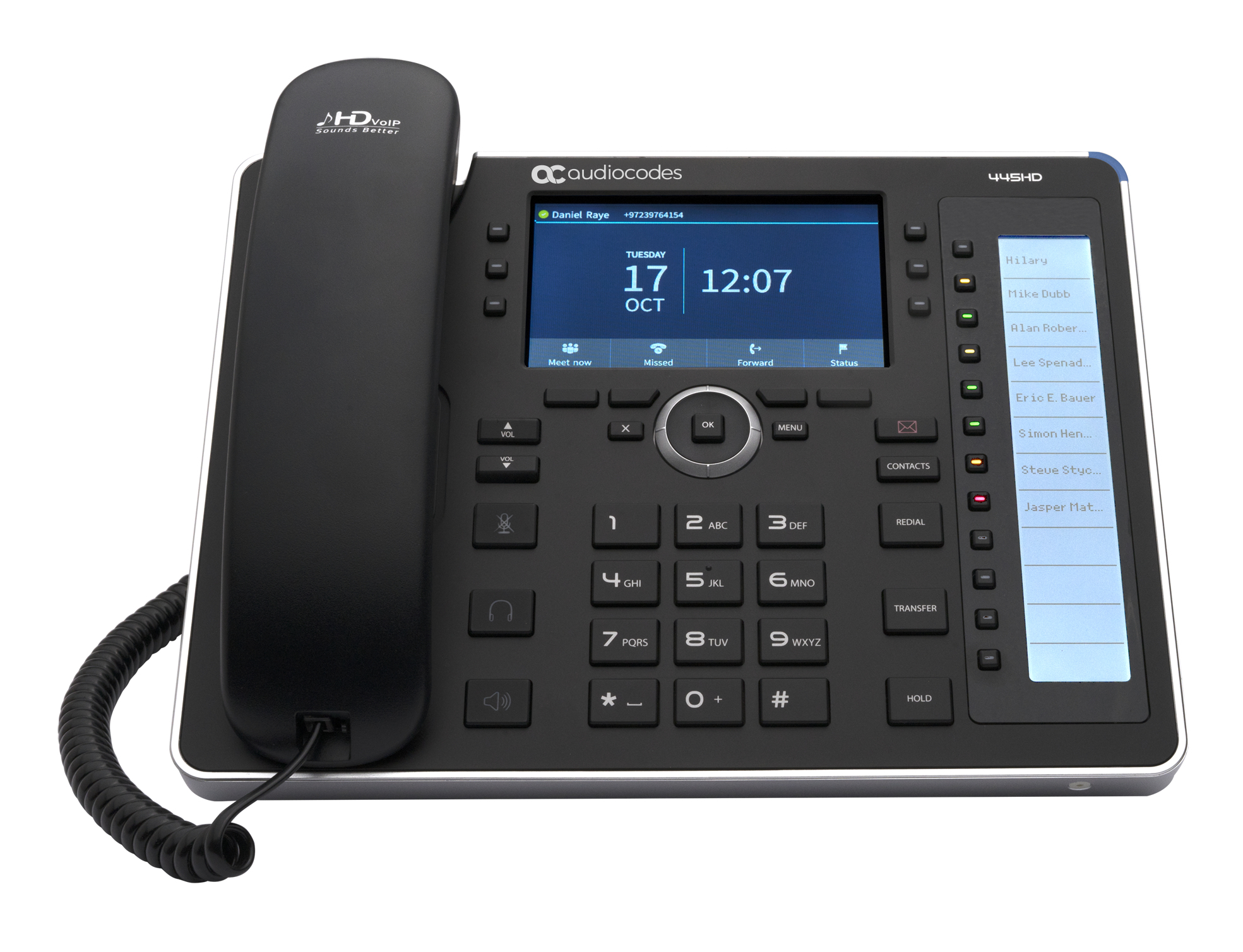 AudioCodes 445HD IP phone Black 8 lines LCD Wi-Fi