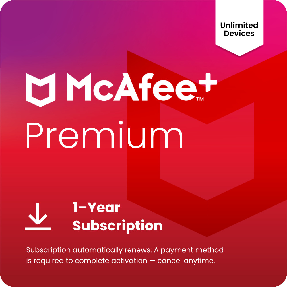 McAfee McAfee+ Premium - Individual, 1 Year - Digital Download, Automatic Renewal