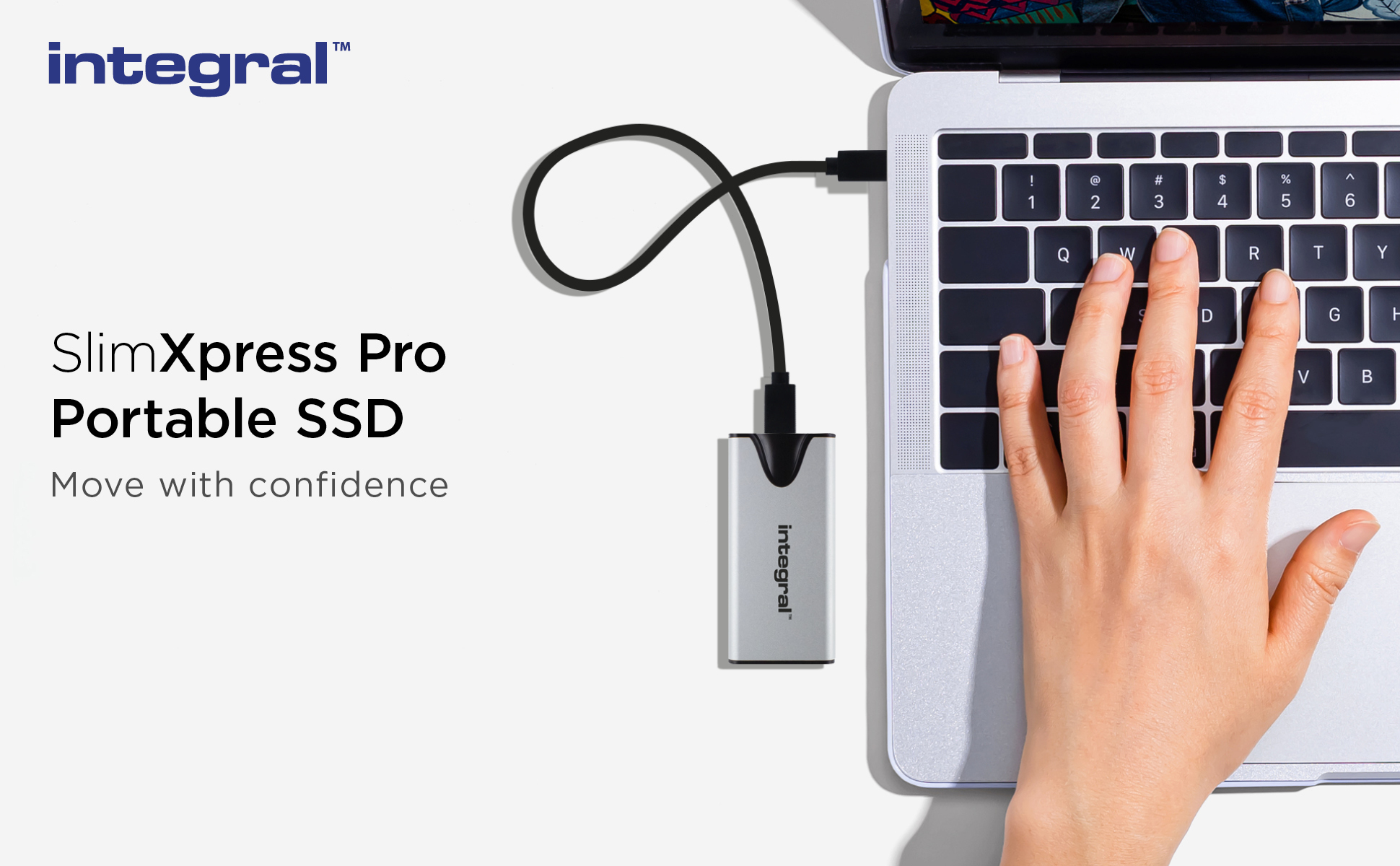 Integral SlimXpress Pro 1TB PORTABLE EXTERNAL SSD USB-C 3.2 GEN.2X2 SILVER R-2000MBs W-2000MBs USB-C to C CABLE USB-C TO A ADAPTER