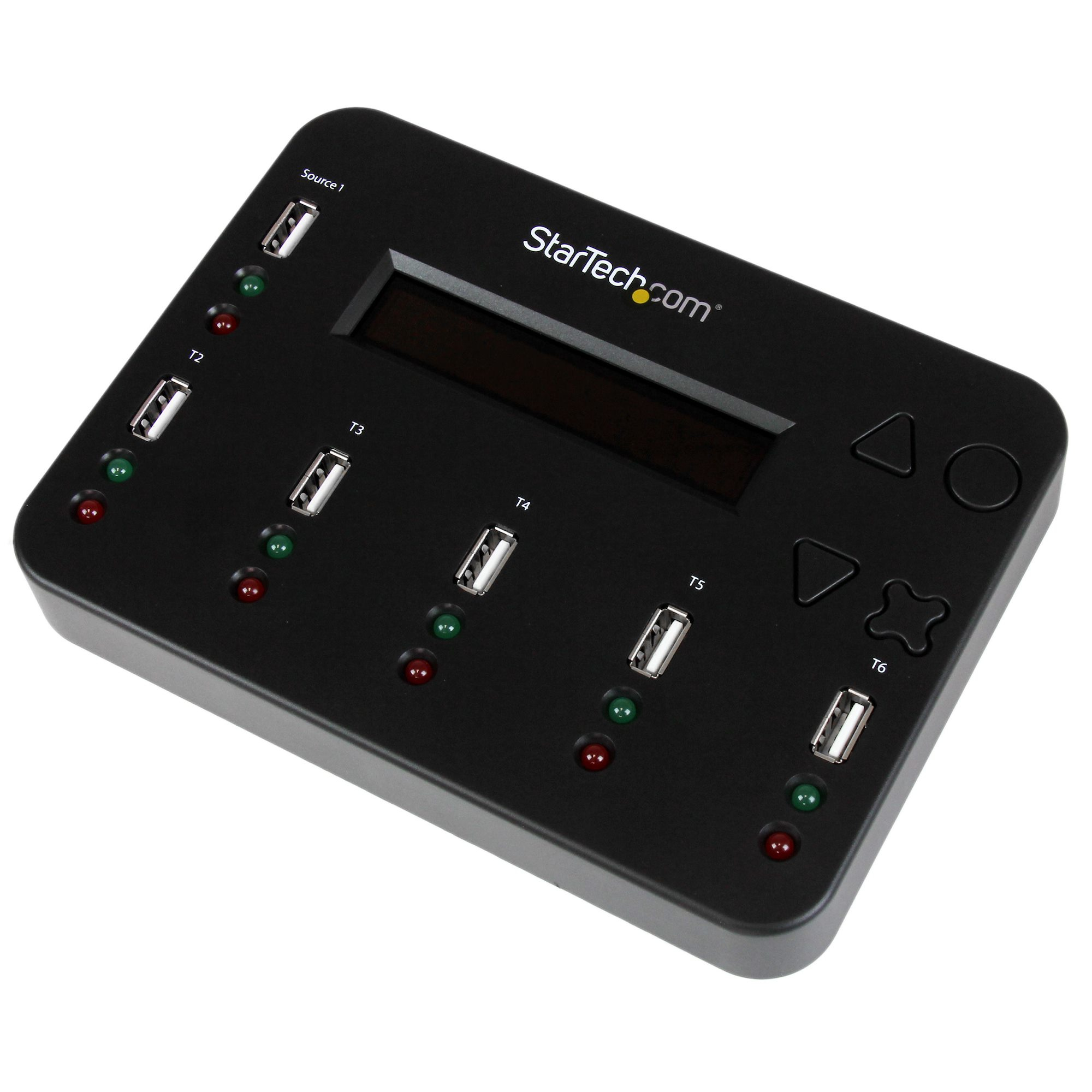 StarTech.com Standalone 1 to 5 USB Thumb Drive Duplicator and Eraser, Multiple USB Flash Drive Copier, System and File and Whole-Drive Copy at1.5 GB/min, Single and 3-Pass Erase, LCD Display - TAA