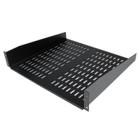 StarTech.com 2U Server Rack Shelf - Universal Vented Rack Mount Cantilever Tray for 19" Network Equipment Rack & Cabinet - Heavy Duty Steel - Weight Capacity 50lb/23kg - 16" Deep Shelf, Black - TAA