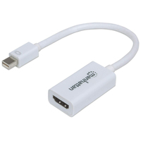 Manhattan Mini DisplayPort 1.2 to HDMI Adapter Cable, 1080p@60Hz, 17cm, Male to Female, White, Not Bi-Directional, Lifetime Warranty