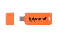 Integral Neon-C 128GB USB-C 3.2 GEN1 DRIVE (USB3.1 USB3.0) ORNG UP TO R-150 W-30 MBS