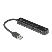 connektgear 4 Port USB 3 Type A Hub - with UK Power Supply - Black