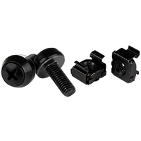 StarTech.com 50-Pack M6 12mm Screws, Square Hole Cage Nuts and Installation Tool, Hardware Mounting Kit for 19" or 10" Server Racks, Cabinets and Enclosures, Black - TAA