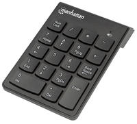 Manhattan Numeric Keypad, Wireless (2.4GHz), USB-A Micro Receiver, 18 Full Size Keys, Black, Membrane Key Switches, Auto Power Management, Range 10m, AAA Battery (included), Windows and Mac, Three Year Warranty