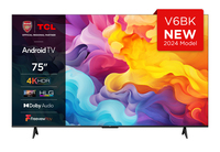 TCL 75V6BK TV 190.5 cm (75") 4K Ultra HD Smart TV Wi-Fi Titanium 330 cd/m²