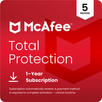 McAfee Total Protection Antivirus security 5 license(s) 1 year(s)