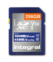 Integral 256GB SD MEMORY CARD SDXC UHS-1 U3 CL10 V30 UP TO R-100 MBS