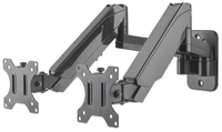 Manhattan Dual Wall Mount for TV & Monitors (Full Motion Gas Spring), For screens 17" to 32", VESA compatibility: 75x75mm and 100x100mm - check the dimensions of the four mounting holes on back of screen to ensure it fits, Max 8kg each, Black, Bracket