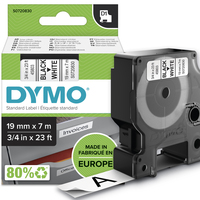 DYMO Authentic D1 Labels | Black Print on White Tape | 19 mm x 7 m | Self-Adhesive Labels for LabelManager Label Makers | Made in Europe