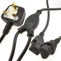 kenable 000157 power cable Black 2 m Power plug type G 2 x C13 coupler