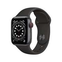Apple Watch Series 6 GPS + Cellular, 40mm Space Gray Aluminium Case with Black Sport Band - Regular
