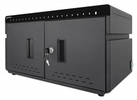 Manhattan Charging Cabinet/Cart via USB-C x20 Devices, Desktop, Power Delivery 18W per port (360W total), Suitable for iPads/other tablets/phones, Bays 264x22x235mm, Device charging cables not included, Silent Ventilation, Lockable (2 keys), EU & UK power cords