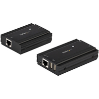 StarTech.com 4-Port USB 2.0 Extender Hub over Single CAT5e/CAT6 Ethernet Cable (RJ45) - 330ft (100m) - USB Extender Hub Adapter Kit - Metal Housing - Externally Powered - 480 Mbps - TAA