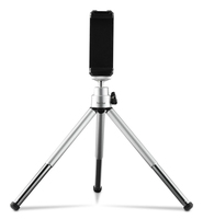 Hama Fancy 2in1 Mini Tripod for Mobile Phone & Camera (¼), Travel Tripod, 16cm, silver