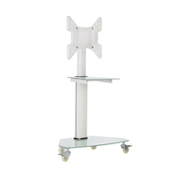 Tripp Lite DMCS3255SG62W Premier Rolling TV Cart for 32” to 55” Displays, Frosted Glass Base and Shelf, Locking Casters, White