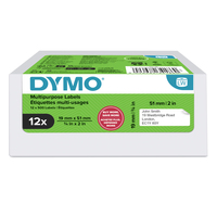 DYMO Authentic LabelWriter Small Multi-Purpose Labels | 19 mm x 51 mm | Self-Adhesive | 12 Rolls of 500 Easy-Peel Labels (6,000 Count) | for LabelWriter Label Makers | Made in Europe