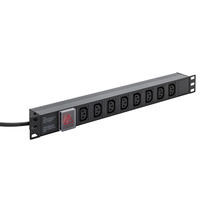 connektgear 3m 8 Way Horizontal Rack Mount Power Extension Block UK Plug to 8 x C13 Sockets - Black