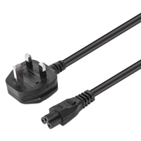 Manhattan Mains Power Cord/Cable, UK 3-pin plug to C5 Female (cloverleaf/triangular), 1.8m, 16A, Lead, Lifetime Warranty