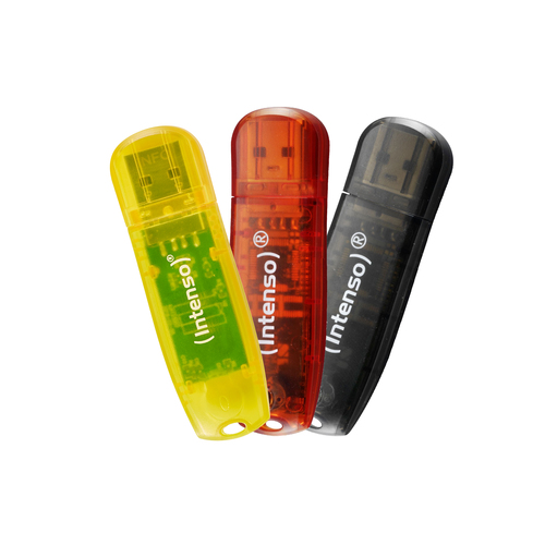 Intenso Rainbow 3x32GB Yellow/Red/Black USB flash drive USB Type-A 2.0 Transparent