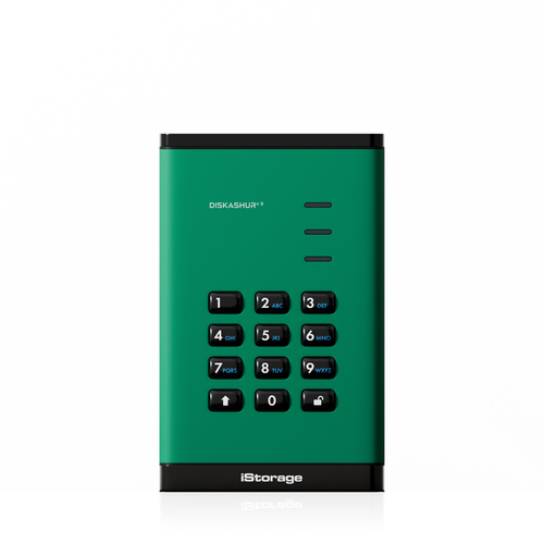 iStorage diskAshur³ HDD 5TB Green | Secure Portable Hard Drive | FIPS 140-3 Level 3 Complaint |Common Criteria EAL 5+ | PIN protected | AES-XTS 256-bit hardware encryption | GDPR, TAA Compliant | Dust/Water Resistant |