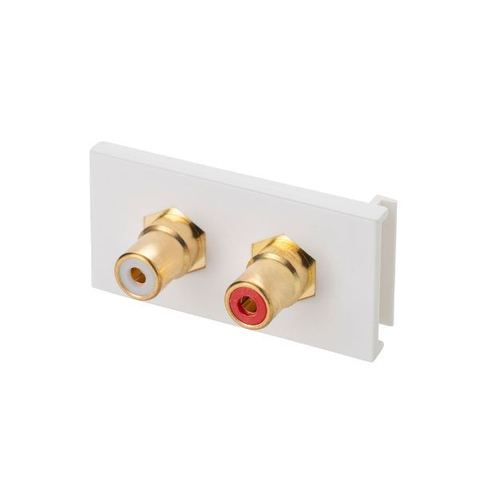 connektgear AV Snap-In 2 x RCA/Phono Module 25 x 50mm - Socket to Socket - White