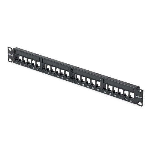 StarTech.com 24 Port 1U Blank Keystone Patch Panel, Rackmount Cat6 Patch Panel for RJ45 UTP Ethernet Network Jacks