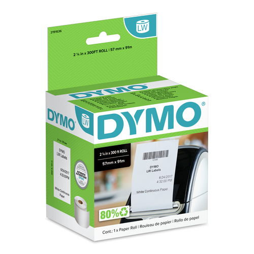DYMO ® LabelWriter™ Continuous Paper Rolls - 57 x 91m