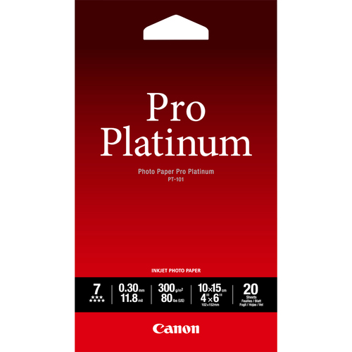 Canon PT-101 Pro Platinum Photo Paper 4x6" - 20 Sheets