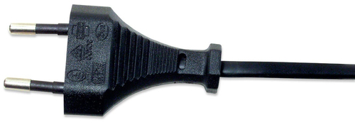 Manhattan Mains Power Cord/Cable, Euro 2-pin (CEE 7/16 Euro 8) plug to C7 Female (figure of eight), 1.8m, 2.5A, Black, Lead, Lifetime Warranty