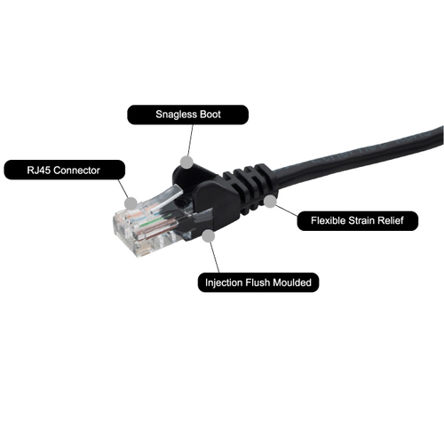 connektgear 30m RJ45 CAT5e UTP Stranded Flush Moulded Network Cable - 24AWG - Black