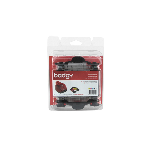 Evolis Ribbon & Cleaning Kit badgy 100p printer ribbon 100 pages Black, Blue, Pink, White, Yellow
