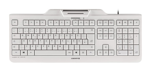 CHERRY KC 1000 SC keyboard Universal USB AZERTY Belgian White