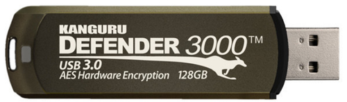 iStorage Kanguru Defender 3000™ SuperSpeed USB 3.0 128 GB| Secure Flash Drive | FIPS 140-3 Level 3 pending, FIPS 140-2 Level 3 Certified | AES-XTS 256-bit Hardware Encryption | TAA Compliant|