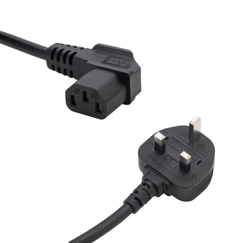 connektgear 2m UK Mains Power Cable - UK Plug to Right Angled C13 Socket