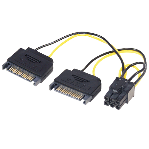 Lindy 0.15m 2 x SATA to PCIe 6 Pin Male Power Adapter Cable