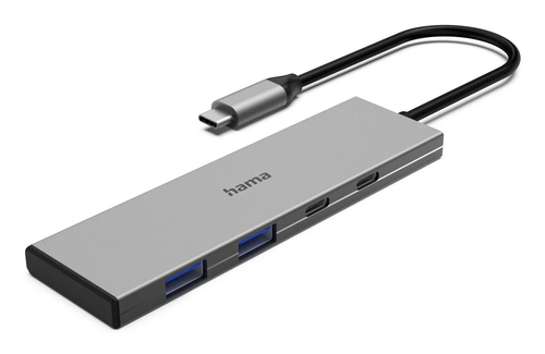 Hama USB-C hub, 4 Ports, 2x USB-A, 2x USB-C, USB 3.2 Gen2, 10 Gbit/s, PD, aluminium