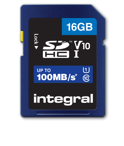 Integral 16GB SDHC UHS-1 U1 CL10 V10 UP TO 100MBS READ