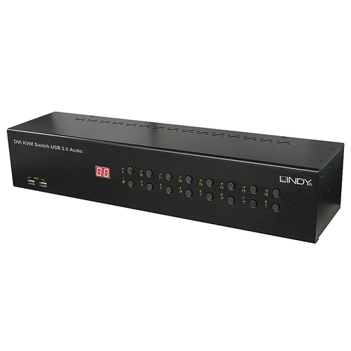 Lindy 16 Port DVI-I Single Link USB 2.0 and Audio KVM Switch Pro