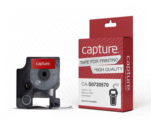 Capture CA-S0720570 label-making tape Black on red