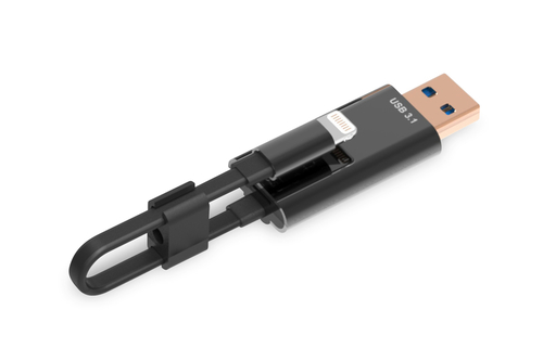 Ednet 31519 card reader USB 3.2 Gen 1 (3.1 Gen 1)/Lightning Black