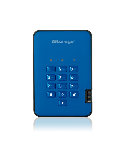 iStorage diskAshur² HDD 5TB Blue | Secure Portable Hard Drive |AES-XTS 256-bit Hardware Encryption | PIN protected | OS & Platform Independent | TAA Compliant|Brute force hack defence | Dust/Water Resistant